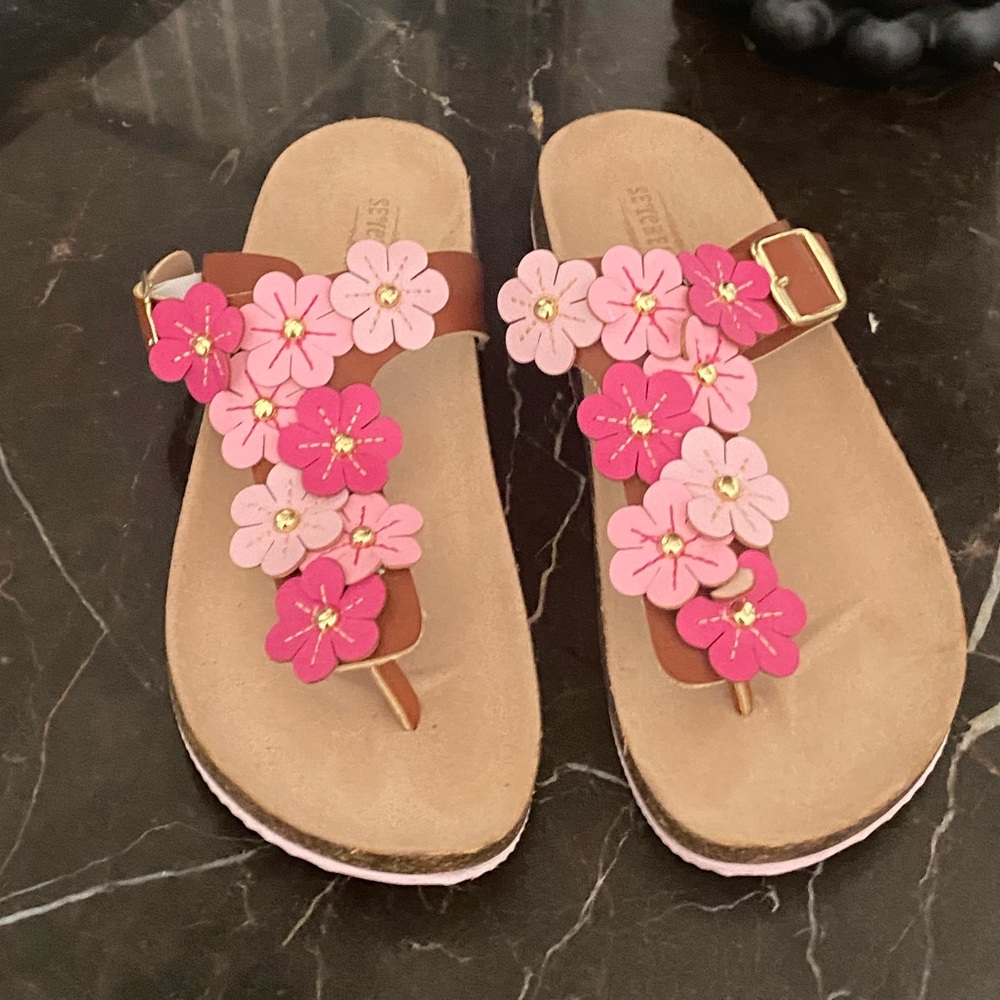 Seychelles Birkenstock-Style Sandals Flowers Girls Size 2